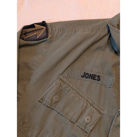 US Military Green Rip Stop Poplin Slant Pocket OG 107 Jacket Vintage 60s Med Reg - Picture 4 of 8